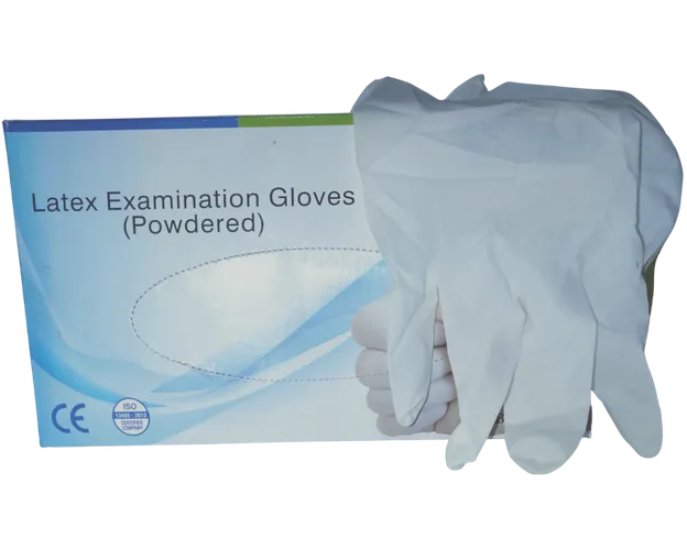 GLOVES LATEX DISPOSABLE WHITE